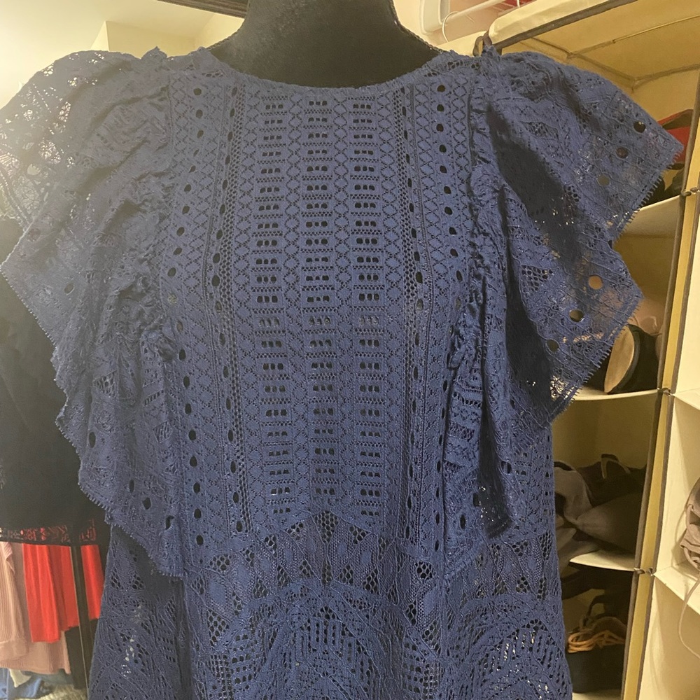 NWT BCBG Navy Two piece lace skirt and top